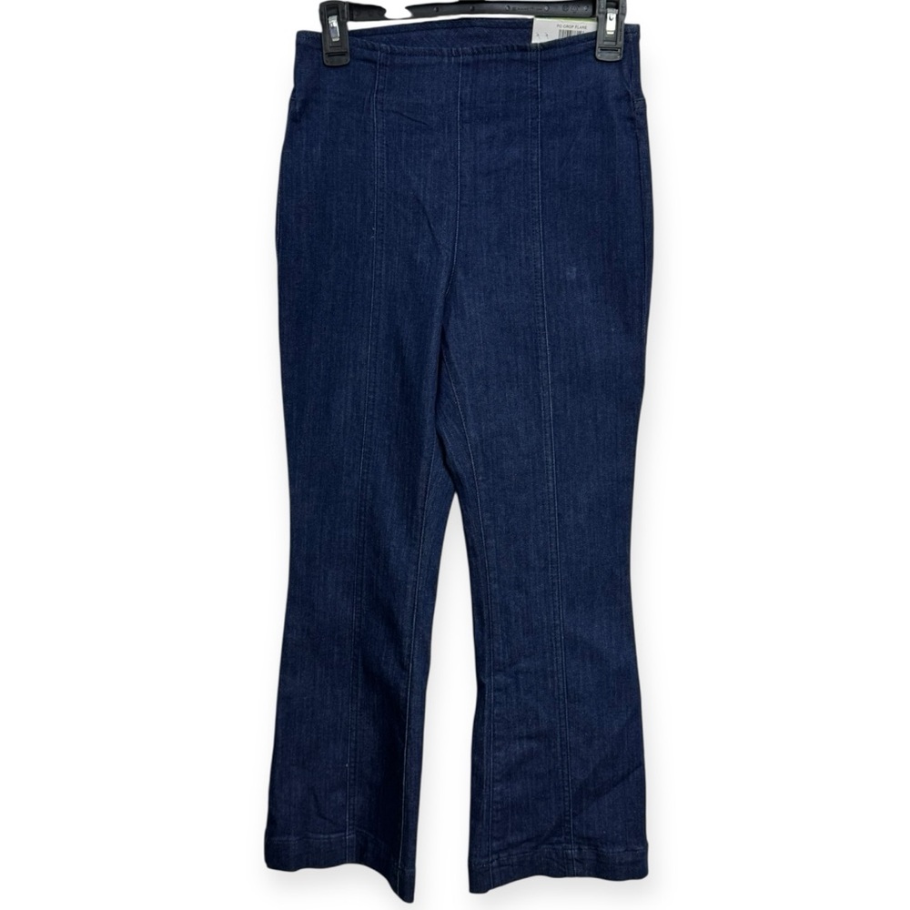 INC International Concepts High‎ Rise Cropped Navy Denim Flare Jeans Size 4 *516